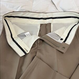 100% Wool Slacks Summer Weight Tan Like new flat front Straight Leg